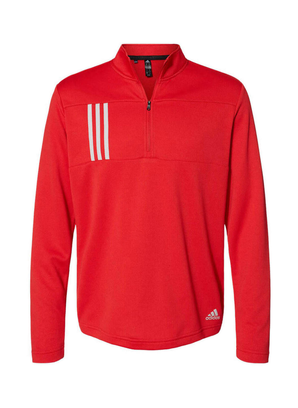 Team Collegiate Red Grey Two Adidas 3 Stripes Double Knit Quarter Zip Pullover Men s A482