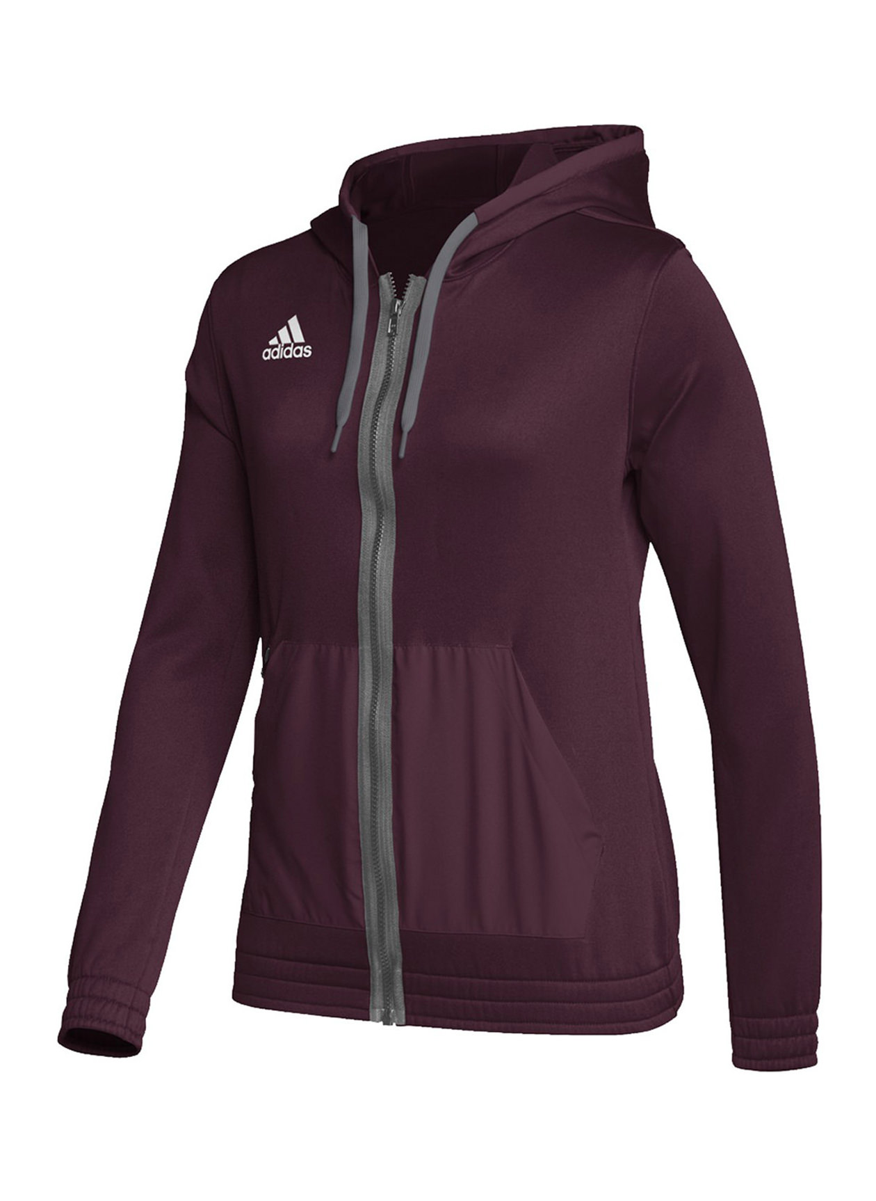 Adidas Team Issue Full Zip Hoodie Team Maroon Grey Women s