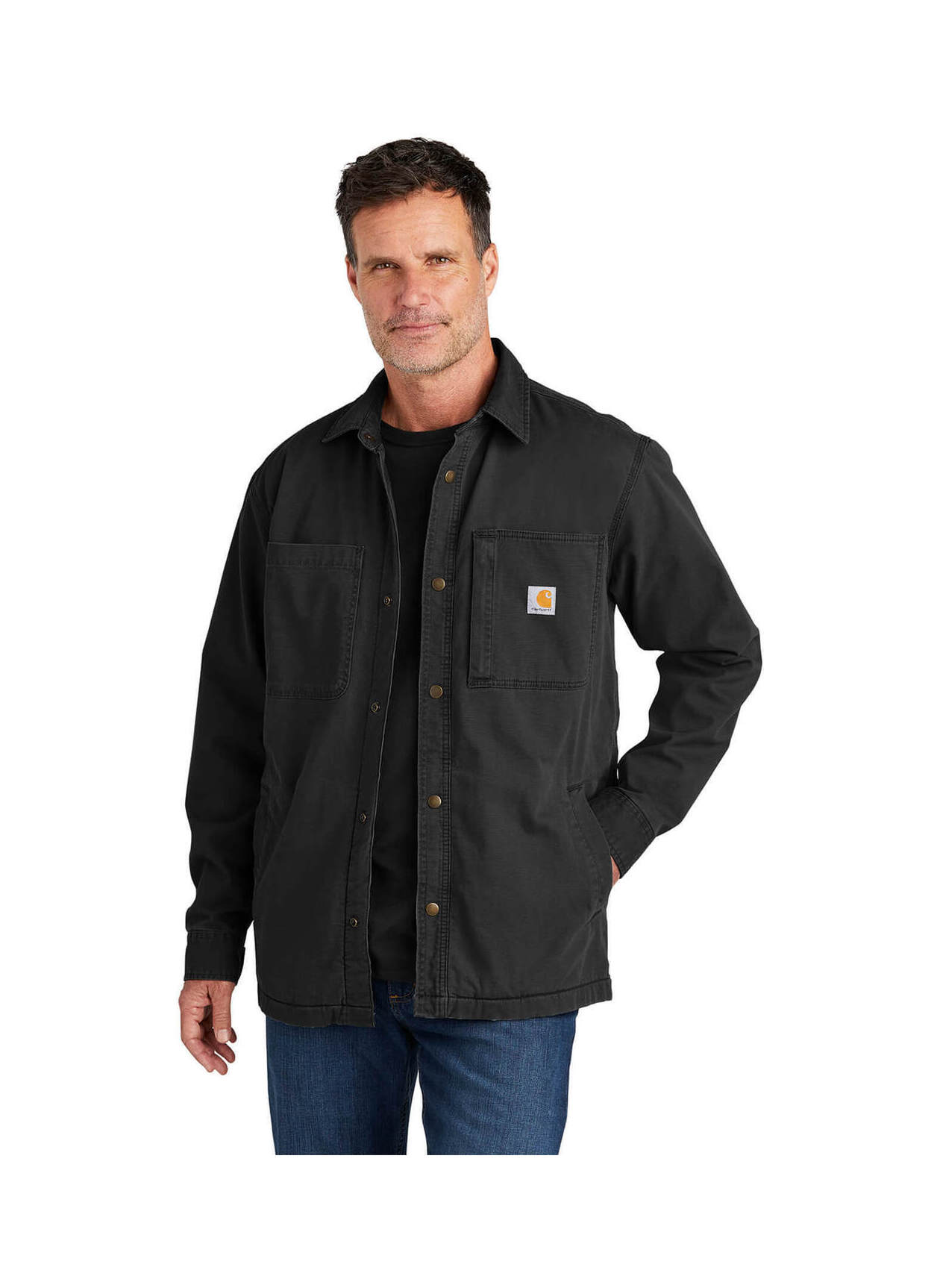 Carhartt Men's Black Rugged Flex Fleece-Lined Shirt Jacket Carhartt Men's Black Rugged Flex Fleece-Lined Shirt Jacket